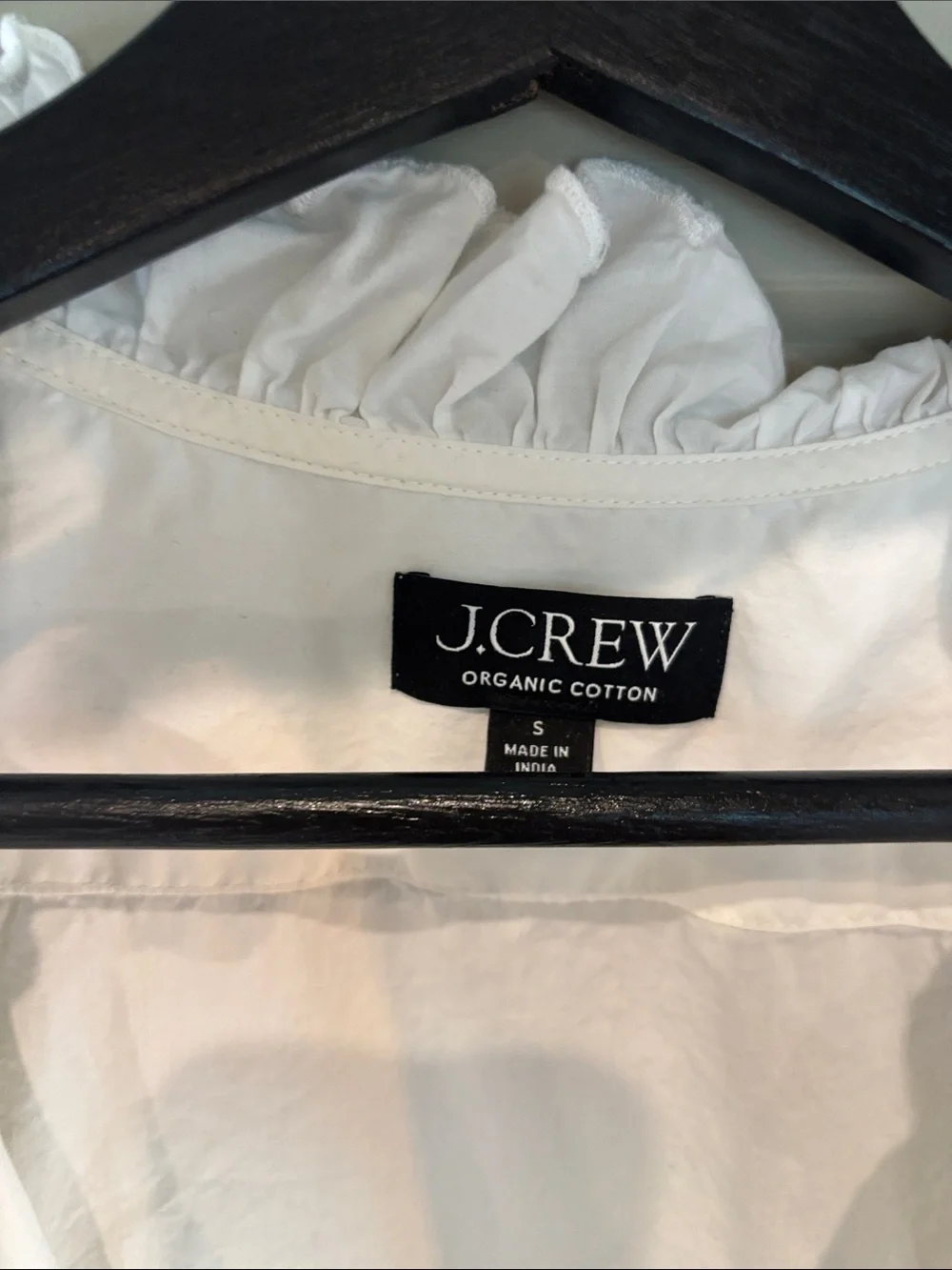 J. Crew White Ruffle-Trim Button Down Blouse